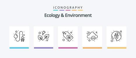 ekologi och miljö linje 5 ikon packa Inklusive grön. grön. kärn. löv. elektricitet. kreativ ikoner design vektor