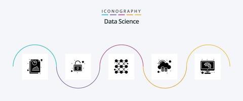 Daten Wissenschaft Glyphe 5 Symbol Pack einschließlich ai. groß Daten. Diagramm. Lagerung. Wolke