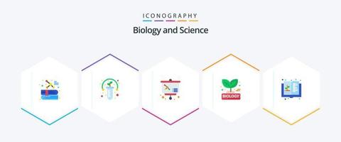 Biologie 25 eben Symbol Pack einschließlich Bildung. Pflanze. Lektion. Natur. Biologie vektor