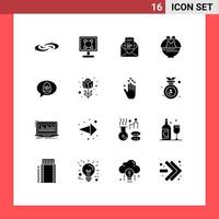 Gruppe von 16 solide Glyphen Zeichen und Symbole zum Baby Korb Programm Brief Geschäft editierbar Vektor Design Elemente