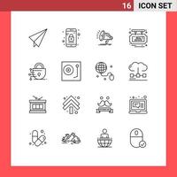 användare gränssnitt packa av 16 grundläggande konturer av teknologi digital högt försäljning egendom redigerbar vektor design element