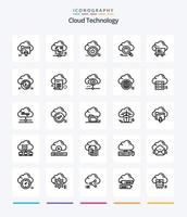 kreativ moln teknologi 25 översikt ikon packa sådan som data. moln. moln. av. ner vektor
