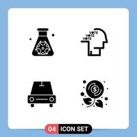 4 Universal- solide Glyphe Zeichen Symbole von Flasche Auto Abfall Umfrage van editierbar Vektor Design Elemente