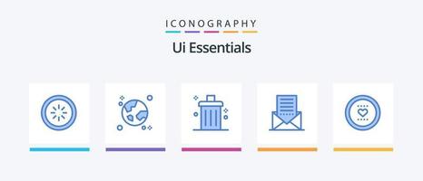 ui das Wesentliche Blau 5 Symbol Pack einschließlich Umschlag. Kommunikation. Globus. entfernen. löschen. kreativ Symbole Design vektor