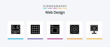 webb design glyf 5 ikon packa Inklusive skriva ut. varumärke. webb. varumärke. design. kreativ ikoner design vektor