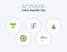 indisk republik dag platt ikon packa 5 ikon design. diwali. ljus. flg. religion. indisk vektor