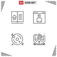 4 kreativ ikoner modern tecken och symboler av kokbok människor recept browser CD redigerbar vektor design element