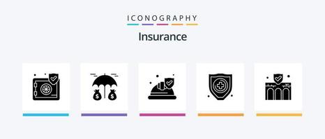 Versicherung Glyphe 5 Symbol Pack einschließlich Versicherung. Geschäft. Versicherung. Gebäude. Schutz. kreativ Symbole Design vektor