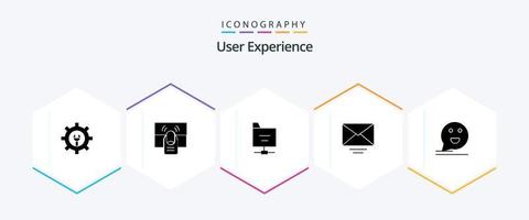 Benutzer Erfahrung 25 Glyphe Symbol Pack einschließlich Botschaft. Brief . einer . Mappe vektor