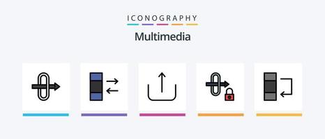 multimedia linje fylld 5 ikon packa Inklusive . nedåtgående. data. kreativ ikoner design vektor