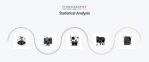 statistisch Analyse Glyphe 5 Symbol Pack einschließlich Verlängerung. Daten. Einkaufen. Analyse. Graph vektor