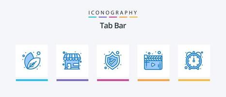 Tab Bar Blau 5 Symbol Pack einschließlich . Produktivität. Sicherheit. Effizienz. Spieler. kreativ Symbole Design vektor