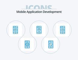 mobil Ansökan utveckling blå ikon packa 5 ikon design. mobil. Karta. meddelande. plats. mobil vektor