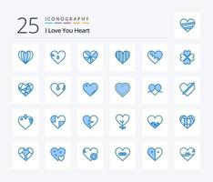 Herz 25 Blau Farbe Symbol Pack einschließlich Liebe. Geschenk. Liebe. Favorit. Liebe vektor
