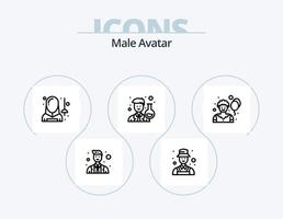 manlig avatar linje ikon packa 5 ikon design. fäktning. media. brevbärare. kommunikation. upptäcka, detektera vektor