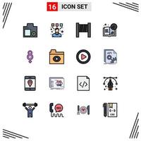 16 tematiska vektor platt Färg fylld rader och redigerbar symboler av kvinna åtta designer CD bokmärke redigerbar kreativ vektor design element