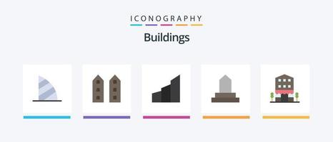 Gebäude eben 5 Symbol Pack einschließlich islamisch Gebäude. Gebäude. Geschäfte. Büro Blöcke. Gebäude. kreativ Symbole Design vektor