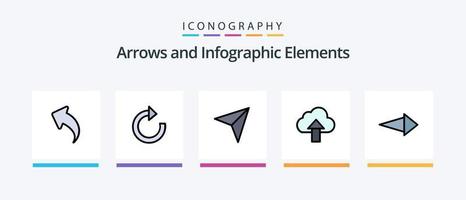 pil linje fylld 5 ikon packa Inklusive . Nästa. ladda ner. upp. pil. kreativ ikoner design vektor