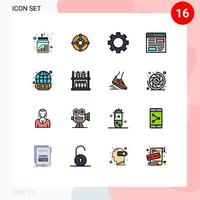redigerbar vektor linje packa av 16 enkel platt Färg fylld rader av sida utveckling punkt design teknologi redigerbar kreativ vektor design element