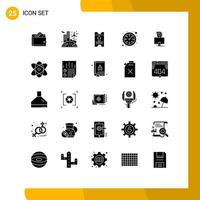 solide Glyphe Pack von 25 Universal- Symbole von Hacker Zeit Solar- Uhr Hotel editierbar Vektor Design Elemente