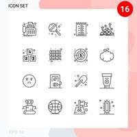einstellen von 16 modern ui Symbole Symbole Zeichen zum ABC Geld Essen Kasse Gold editierbar Vektor Design Elemente