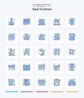 kreativ tillbaka till skola 25 blå ikon packa sådan som klocka. utbildning. läsa. aning. utbildning vektor