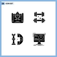 Lager Vektor Symbol Pack von 4 Linie Zeichen und Symbole zum Leistung International Hantel medizinisch planen editierbar Vektor Design Elemente