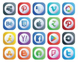 20 Sozial Medien Symbol Pack einschließlich über Google abspielen Apfel Facebook Yahoo vektor