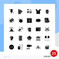 Piktogramm einstellen von 25 einfach solide Glyphen von Umgebung Kleider Musik- Baby Tabelle editierbar Vektor Design Elemente