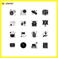 Pack von 16 modern solide Glyphen Zeichen und Symbole zum Netz drucken Medien eine solche wie Diagramm online Zeit Dollar Zeit editierbar Vektor Design Elemente