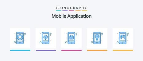 mobil Ansökan blå 5 ikon packa Inklusive underhållning. aning. dagordning. kreativitet. Ansökan. kreativ ikoner design vektor