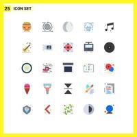 25 användare gränssnitt platt Färg packa av modern tecken och symboler av musik regn förvaltning moln liv redigerbar vektor design element