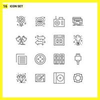Gliederung Pack von 16 Universal- Symbole von Werkzeug Axt Gerät Finanzen Anerkennung editierbar Vektor Design Elemente