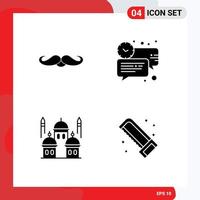 4 Benutzer Schnittstelle solide Glyphe Pack von modern Zeichen und Symbole von Schnurrbart Zeit männlich Plaudern Masjid editierbar Vektor Design Elemente