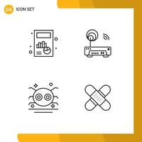 uppsättning av 4 modern ui ikoner symboler tecken för företag Semester Graf router Spindel redigerbar vektor design element