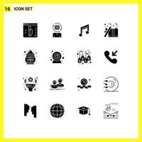 Pack von 16 kreativ solide Glyphen von Star Weihnachten App Box Musik- editierbar Vektor Design Elemente