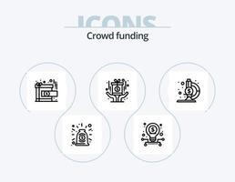 Crowdfunding Linie Symbol Pack 5 Symbol Design. Geschenk. handeln. Banken. öffentlich. ipo vektor