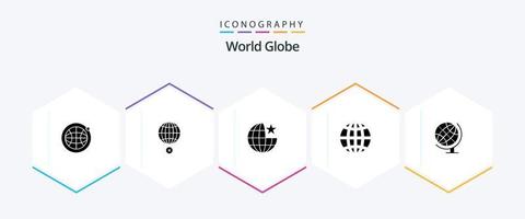 Globus 25 Glyphe Symbol Pack einschließlich Erdkunde. Internet. global. Globus. Erde vektor