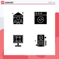 grupp av 4 modern fast glyfer uppsättning för familj program app beskära marknadsföring redigerbar vektor design element