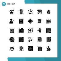 solide Glyphe Pack von 25 Universal- Symbole von Ei Ostern Geld Dekoration Maschine editierbar Vektor Design Elemente