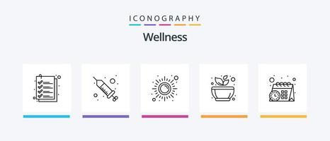 wellness linje 5 ikon packa Inklusive . puls. vatten. hjärta. vikt. kreativ ikoner design vektor