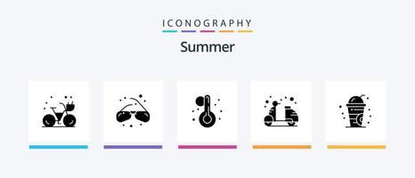 Sommer- Glyphe 5 Symbol Pack einschließlich trinken. Sommer. Sommer. heiß. Fahrrad. kreativ Symbole Design vektor