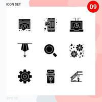 9 Benutzer Schnittstelle solide Glyphe Pack von modern Zeichen und Symbole von einfach Insignien Geschäft Dekoration SEO editierbar Vektor Design Elemente