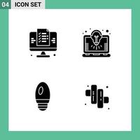 4 kreativ Symbole modern Zeichen und Symbole von Entwicklung Kerze Webseite Laptop Camping editierbar Vektor Design Elemente