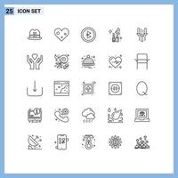 uppsättning av 25 kommersiell rader packa för ladda upp ner förbindelse pil mode redigerbar vektor design element