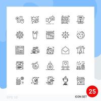 uppsättning av 25 modern ui ikoner symboler tecken för tåg offentlig ansikte internet meddelandehantering redigerbar vektor design element