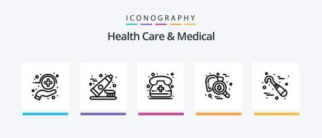 Gesundheit Pflege und medizinisch Linie 5 Symbol Pack einschließlich . bp Messgerät. Strahl. Blut Druck Operator. Zahnpasta. kreativ Symbole Design vektor