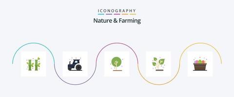 Natur und Landwirtschaft eben 5 Symbol Pack einschließlich Ei. Pflanze. Landwirtschaft. Natur. wachsen vektor