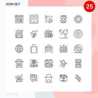 användare gränssnitt packa av 25 grundläggande rader av chip interiör fönster möbel pris märka redigerbar vektor design element