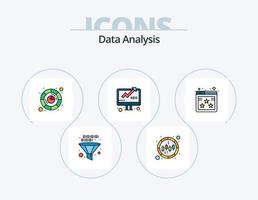 Daten Analyse Linie gefüllt Symbol Pack 5 Symbol Design. Bericht. Daten. Graph. Geschäft. online Daten vektor